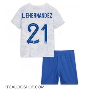 Francia Lucas Hernandez #21 Seconda Maglia Bambino Mondiali 2022 Manica Corta (+ Pantaloni corti)